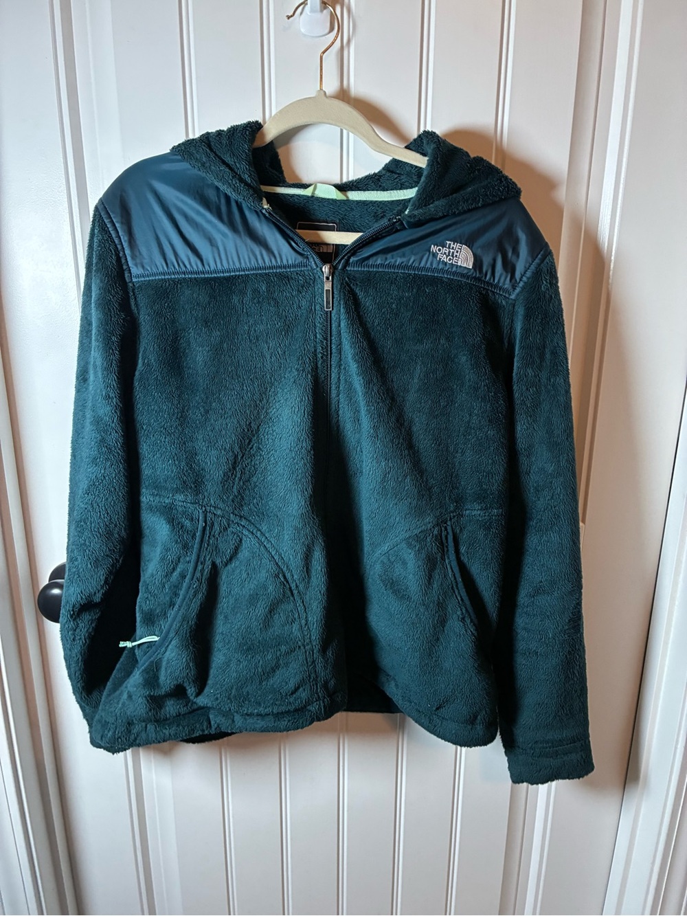 The North Face Teal Hooded Teddy Fleece Jacket
